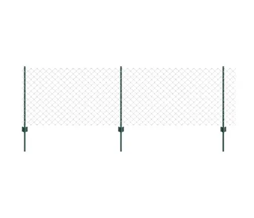 Ķēdes Saitju Žoga Komplekts 2 Rulli Zaļš Galvanizēts Tērauds Vidaxl