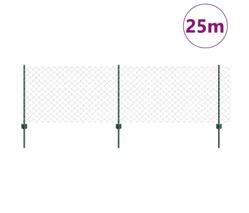 Ķēdes Saitju Žoga Komplekts 2 Rulli Zaļš Galvanizēts Tērauds Vidaxl