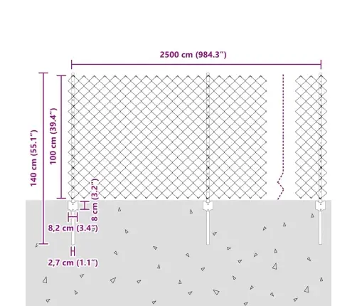 Tvora Su Stulpais Žalia 1 X 25 M Plienas