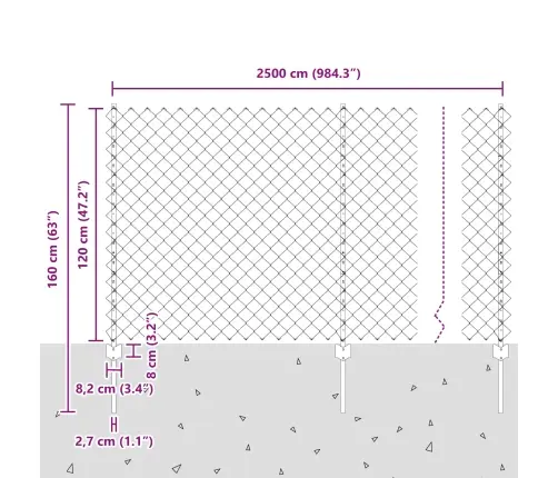 Tvora Su Stulpais Žalia 1,2 X 25 M Plienas Ir Pvc