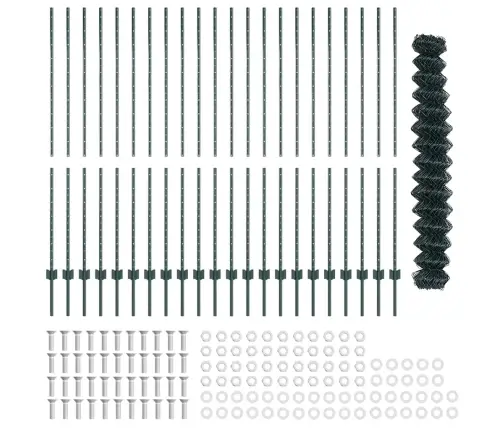 Dārza Žogu Komplekts 2 Gab. Zaļš Metāls 25X1.5 M Izturīgs Vidaxl