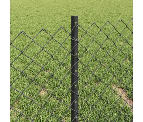 Ķēdes Savienojumu Žogs Ar 10 U Stabiem Pelēks 0.4X10 M Tērauds Vidaxl