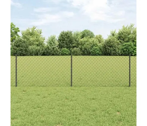 Tīkla Žogs Ar 10 U Stabiem Pelēks 0.6X10 M Tērauds Vidaxl