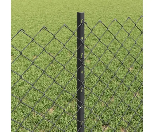 Tīkla Žogs Ar 10 U Stabiem Pelēks 0.6X10 M Tērauds Vidaxl