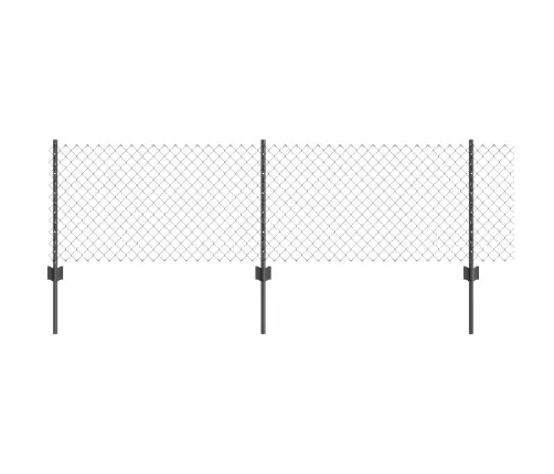 Tīkla Žogs Ar 10 U Stabiem Pelēks 0.6X10 M Tērauds Vidaxl