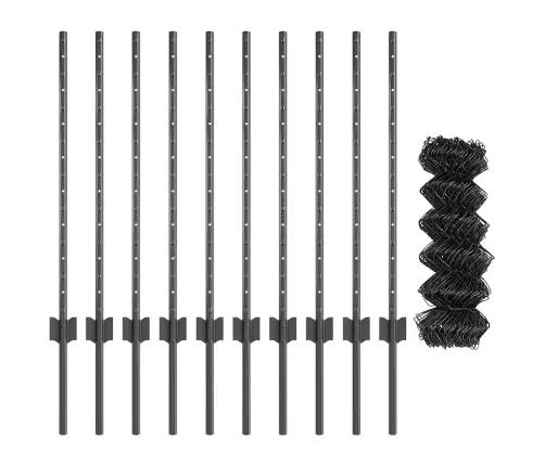 Žoga Tīkls Ar 10 U Stabiem Pelēkā Krāsā 0.8X10 M Tērauda Vidaxl