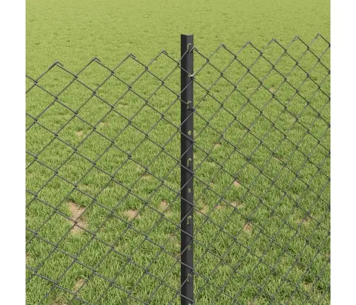 Ķēdes Saites Žogs Ar 20 U Stabiem Pelēks 1X10 M Tērauds Vidaxl