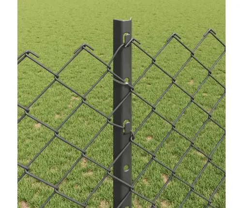 Pelēks Ķēdes Žogs Ar 20 U Stabiem 1.2X10 M Tērauda Vidaxl