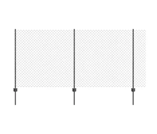 Pelēks Ķēdes Žogs Ar 20 U Stabiem 1.2X10 M Tērauda Vidaxl