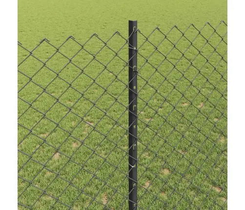Ķēdes Posmu Žogs Ar 20 U Balstiem Pelēkā Krāsā 1.4X10 M Tērauda Vidaxl