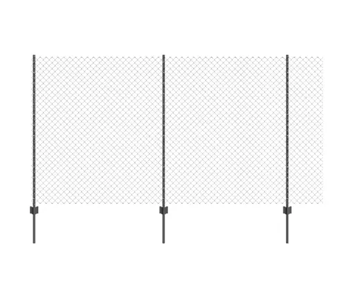 Ķēdes Posmu Žogs Ar 20 U Balstiem Pelēkā Krāsā 1.4X10 M Tērauda Vidaxl