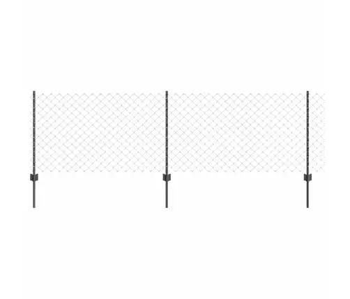 Dzelzceļa Žogs Ar 10 U Stabiem Pelēks 0.8X10 M Tērauds Vidaxl