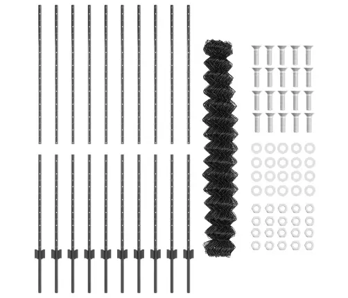 Tvora Su Stulpais Pilka 1,5 X 10 M Plienas Ir Pvc