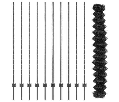 Tvora Su Stulpais Pilka 1,5 X 10 M Plienas Ir Pvc