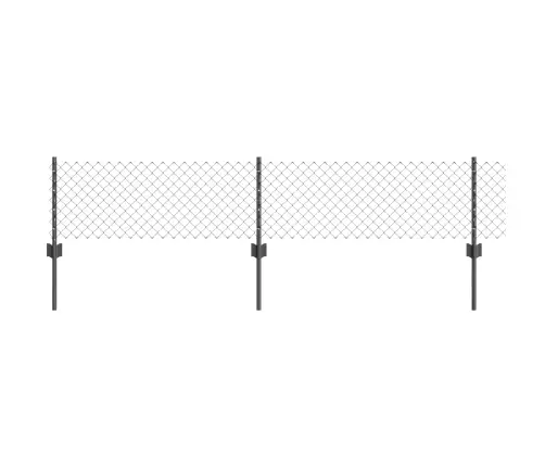 Ķēdes Žogs Ar 22 U Stabiem Pelēks 0.4X25 M Tērauds Vidaxl