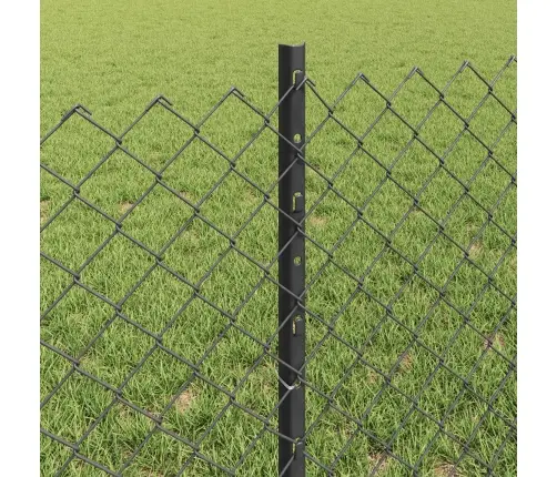 Ķēdes Žogs Ar 22 U Stabiem Pelēks 0.6X25 M Tērauds Vidaxl