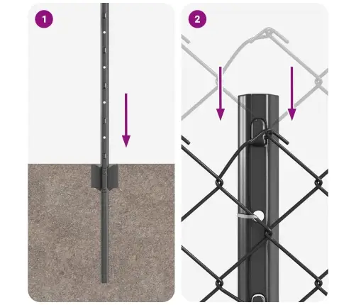 Ķēdes Žogs Ar 22 U Stabiem Pelēks 0.6X25 M Tērauds Vidaxl