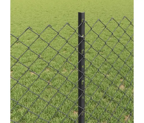 Pārklājuma Žogs Ar 22 U Stabiem Pelēks 0.8X25 M Tērauds Vidaxl