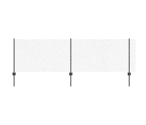 Pārklājuma Žogs Ar 22 U Stabiem Pelēks 0.8X25 M Tērauds Vidaxl