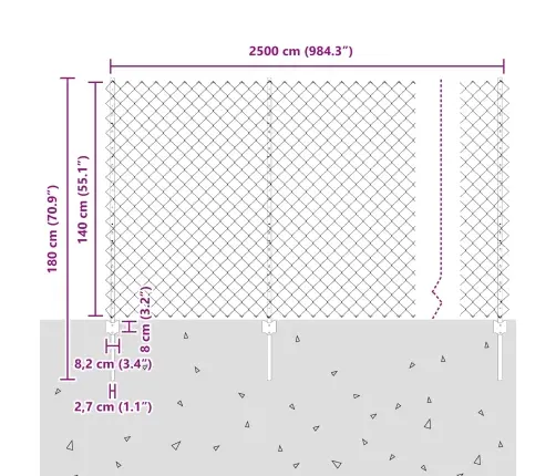 Saite Žogs Ar 44 U Stabiem Pelēks 1.4X25 M Tērauds Vidaxl