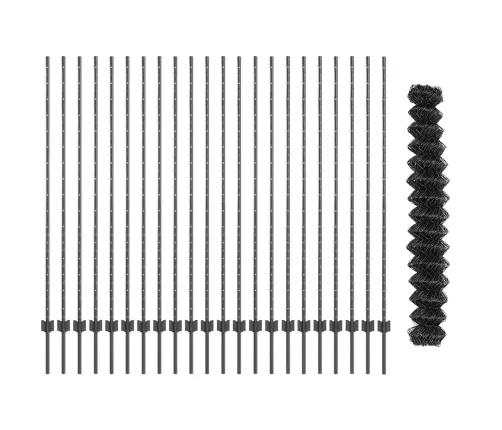 Saites Dārza Žogu Komplekts 2 Gab. Pelēks Cinkots Tērauds Vidaxl