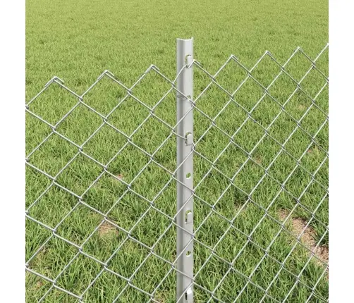 Ķēdes Sieta Žogs Ar 10 U Stabiem Sudraba 0.4X10 M Tērauds Vidaxl