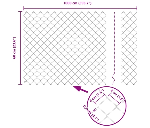 Aed Koos Postidega Hõbedane 0.6 X 10 M Teras