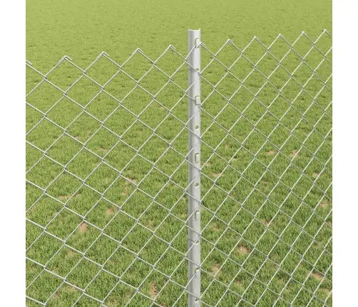 Ķēdes Žogs Ar 20 U Stabiem Sudraba 1.4X10 M Tērauds Vidaxl