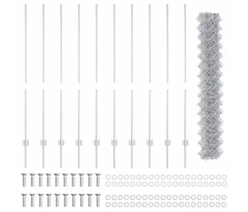 Ķēdes Žogs Ar 20 U Stabiem Sudraba 1.4X10 M Tērauds Vidaxl