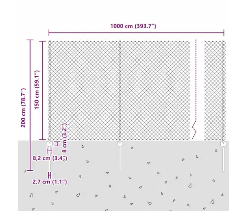 Aed Koos Postiga Hõbedane 1,5 X 10 M Teras