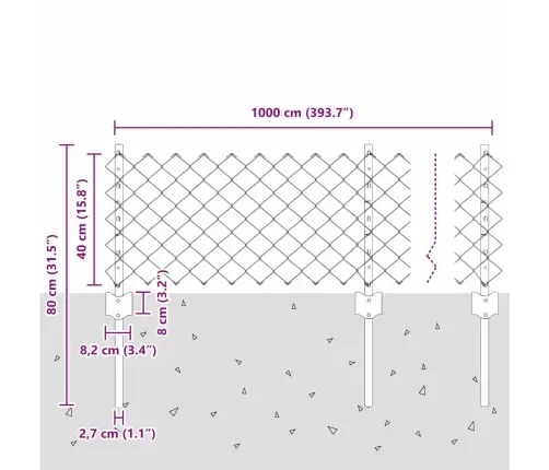 Tvora Su Stulpais Sidabro 0.4 X 10 M Plienas