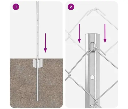 Ķēdes Savienojumu Žogs Ar 10 U Stabiem Sudraba 0.6X10 M Tērauds Vidaxl