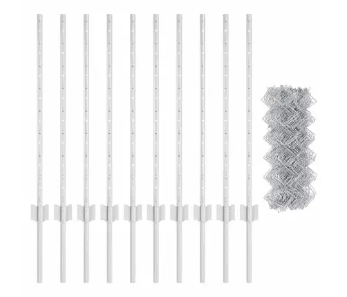 Saistītais Žogs Ar 10 U Formām Sudraba 0.8X10 M Tērauds Vidaxl