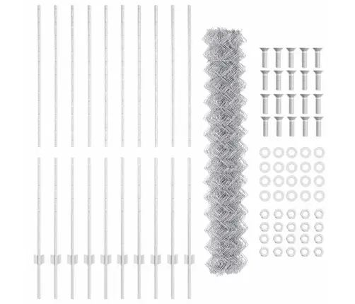 Ķēdes Žogs Ar 20 U Stabiem Sudrabs 1.6X10 M Tērauds Vidaxl