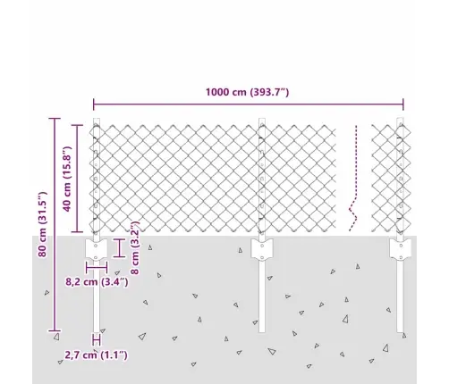 Aed Koos Postidega Hõbedane 0.4 X 25 M Teras Aed Koos Postidega Hõbedane 0.4 X 25 M Teras