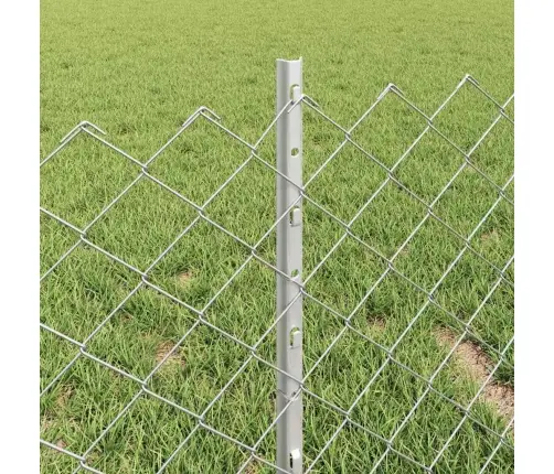 Cauruļu Žogs Ar 22 Cinkotiem Stabiem Sudraba 0.4X25 M Tērauds Vidaxl