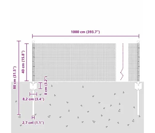Tvora Su Stulpais Sidabro 0.4 X 10 M Plienas Tvora Su Stulpais Sidabro 0.4 X 10 M Plienas