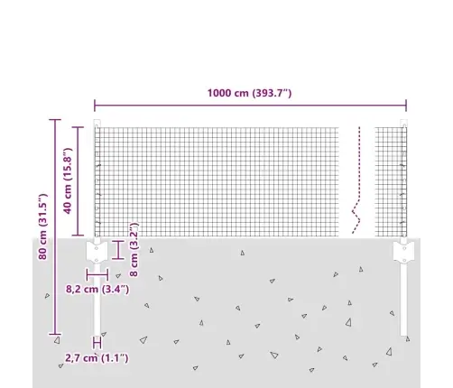 Aed Koos Postiga Hõbedane 0,4 X 10 M Teras