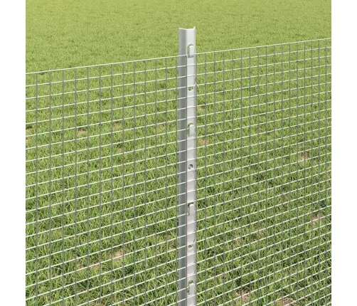 Metinātu Stieņu Žogs Ar 5 U Stabiem Sudrabs 0.6X10 M Tērauds Vidaxl