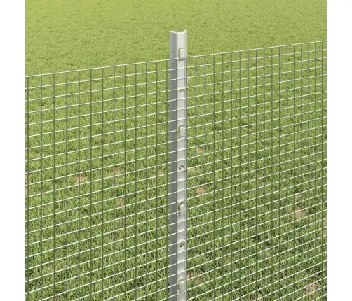 Metināta Stieņa Žogs Ar 5 U Mietiem Sudraba 0.8X10 M Tērauds Vidaxl