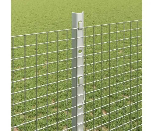 Veltņota Stieples Žogs Ar 10 U Stabiem Sudrabā 1.2X10 M Tērauda Vidaxl