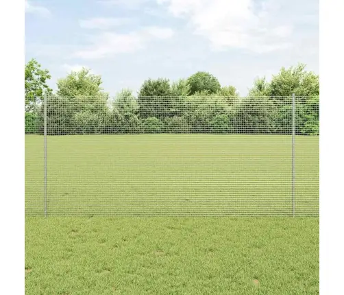 Savilktais Tīkla Žogs Ar 10 U Stabiem Sudraba 1.2X10 M Tērauda Vidaxl