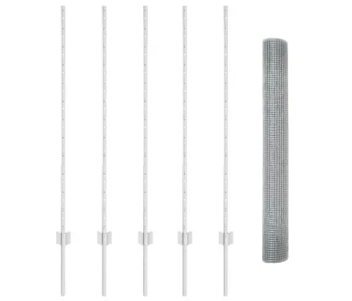 Savilktais Tīkla Žogs Ar 10 U Stabiem Sudraba 1.2X10 M Tērauda Vidaxl