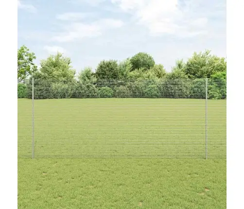 Metinātais Sieta Žogs Ar 10 U Stabiem Sudrabs 1.4X10 M Tērauds Vidaxl