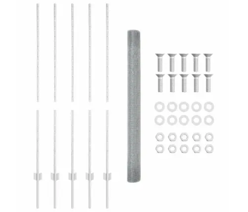 Metinātais Sieta Žogs Ar 10 U Stabiem Sudrabs 1.4X10 M Tērauds Vidaxl