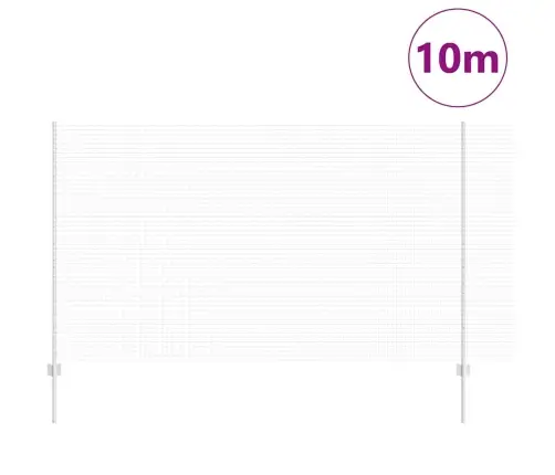 Metinātais Sieta Žogs Ar 10 U Stabiem Sudrabs 1.4X10 M Tērauds Vidaxl