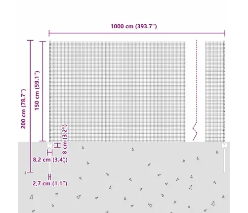 Aed Koos Postiga Hõbedane 1,5 X 10 M Teras