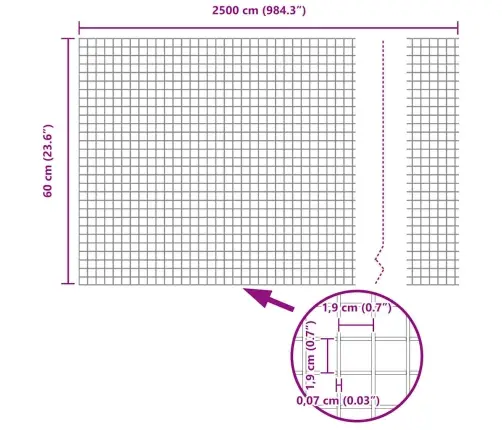 Metināto Stieples Žogs Ar 11 U Stabiem Sudrabs 0.6X25 M Tērauds Vidaxl