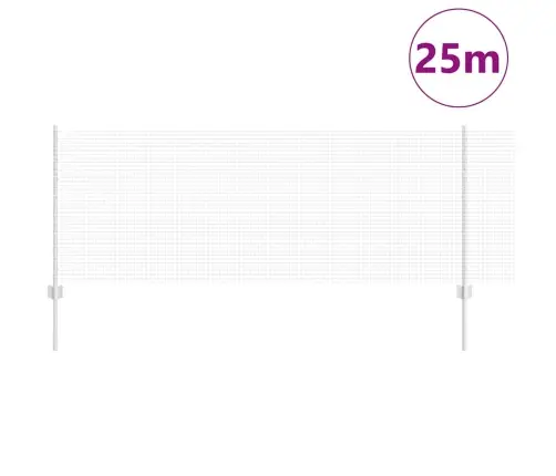 Metināts Žogs Ar 11 U Stabiem Sudrabā 0.8X25 M Tērauds Vidaxl
