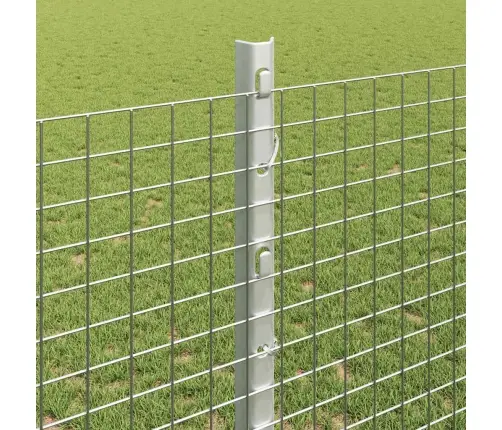 Savilkto Stiepļu Žogs Ar 22 U Stabiem Sudrabā 1.2X25M Tērauds Vidaxl